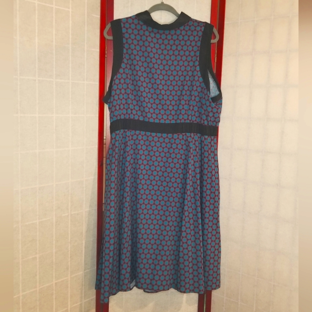 Eloquii Blue and Rust Hexagon Dress - Picture 3 of 4